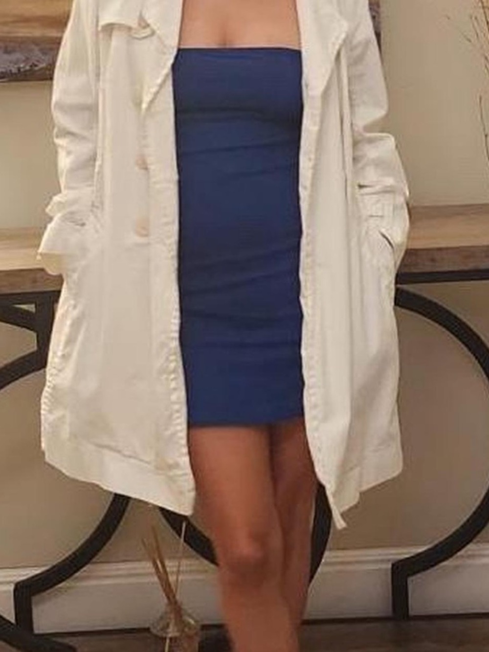 Zara blue/navy denim like body tube dress mini length